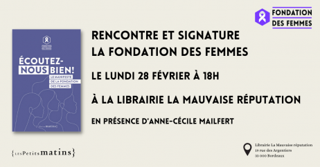 Rencontre et signature pour le nouvel ouvrage de la Fondation des femmes