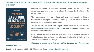 Webinaire AJE : Pourquoi la voiture électrique est bonne pour le climat ?