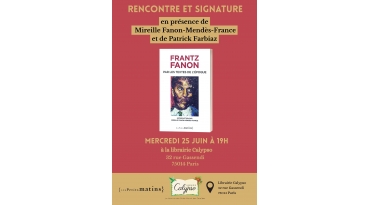Rencontre avec Mireille Fanon-Mendès-France et Patrick Farbiaz à la librairie Calypso
